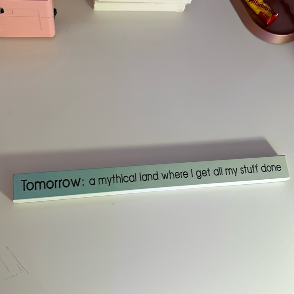 Funny decorative desk quote sign.